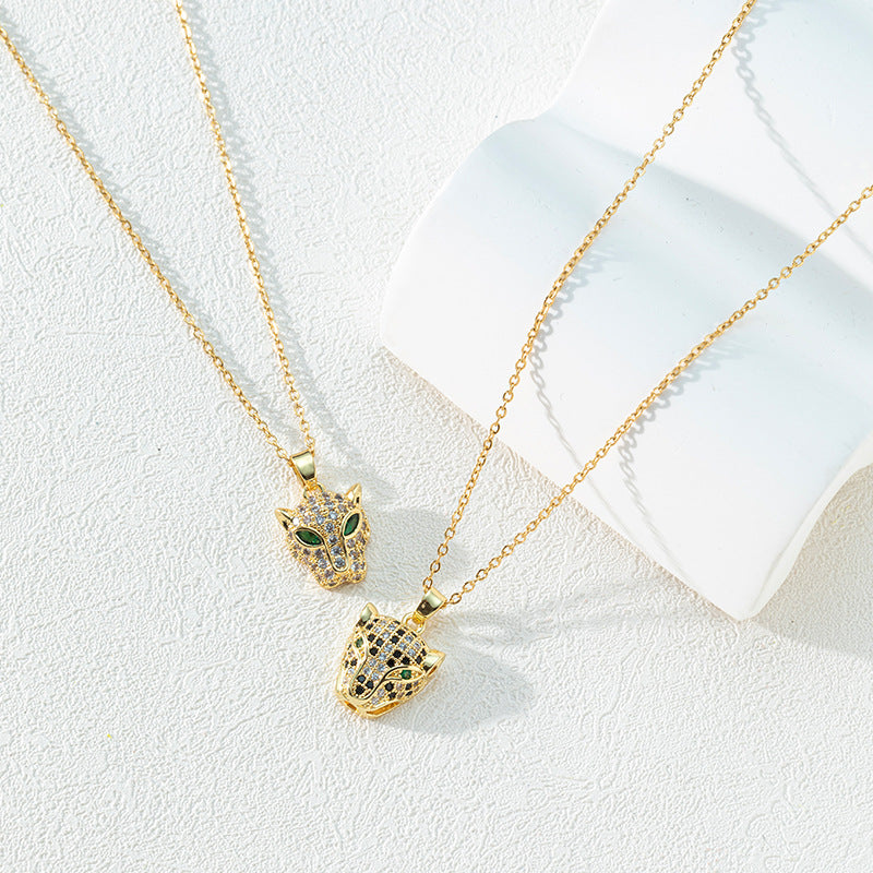 Gold Leopard Vintage Zircon Titanium Steel Hip Hop Necklaces