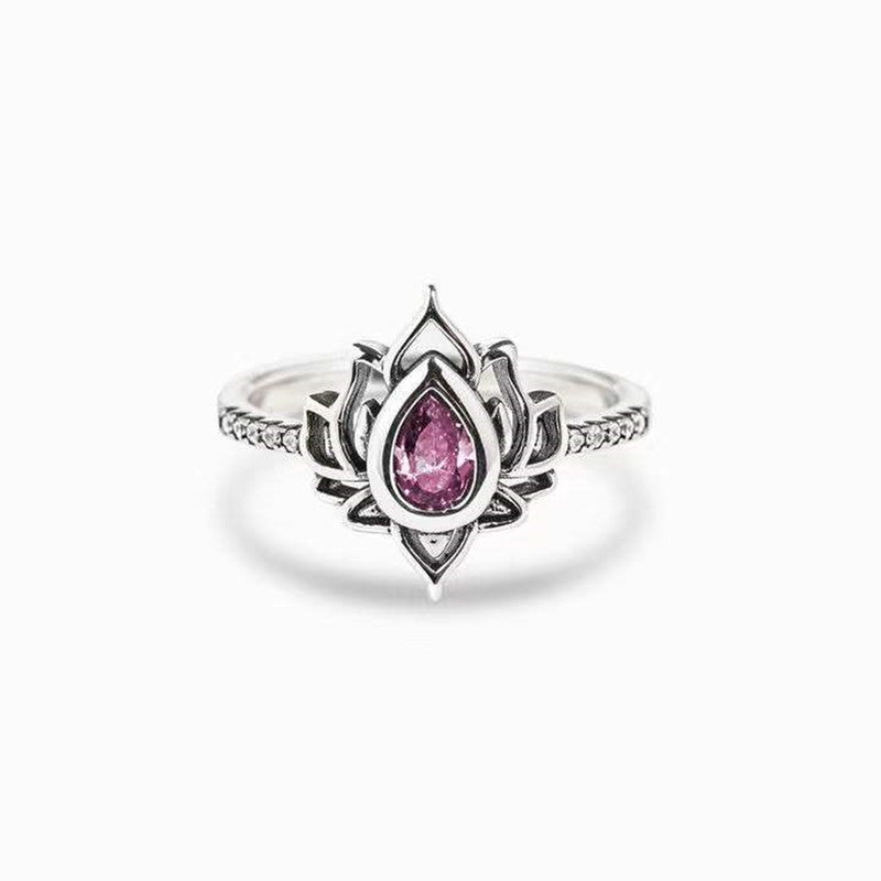 Damen-Ringe mit Wassertropfen, Blumenornament, Strass und Zirkon