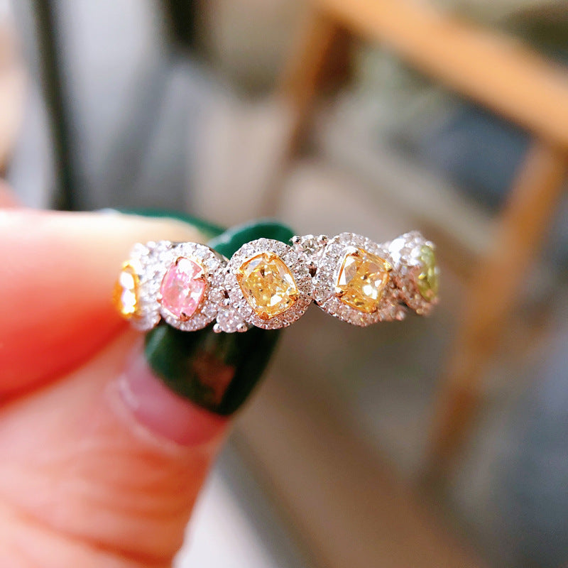 Women's Natural Colorful Crystals Stackable Light Design Rings