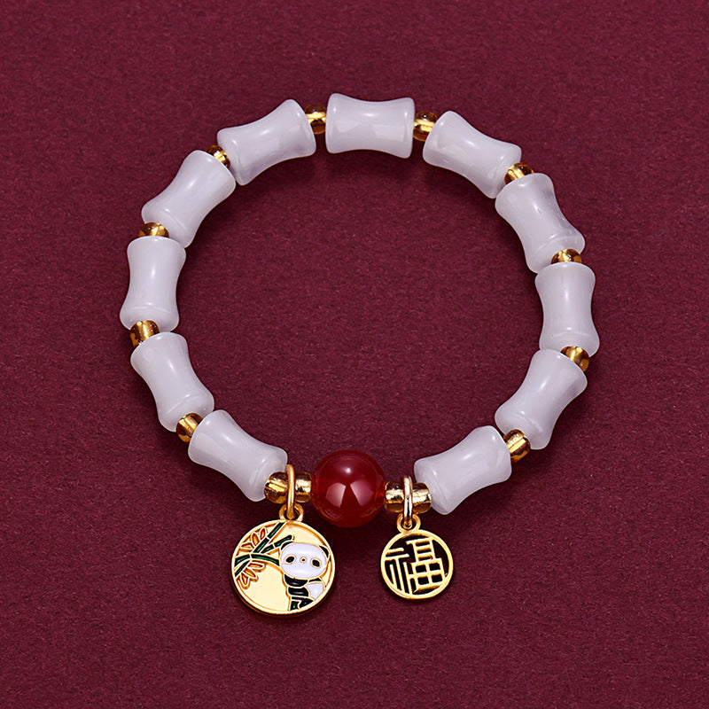 Carte de bénédiction commune en bambou, Panda, beaux bracelets de conception de niche ethnique