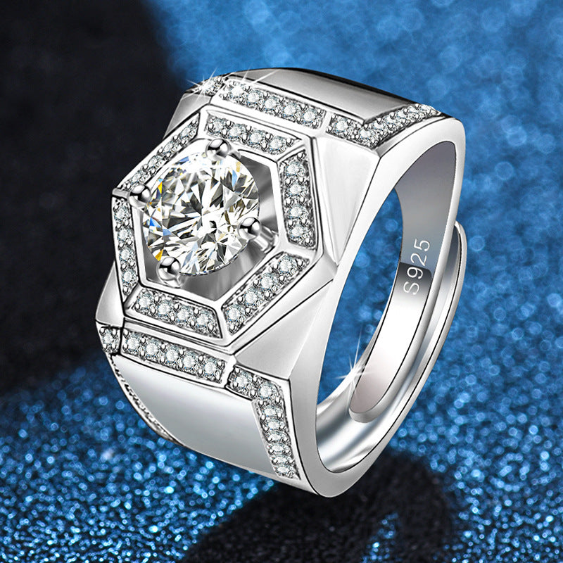 Herrenringe mit imitiertem Moissanit-Karat-Diamant, platiniert