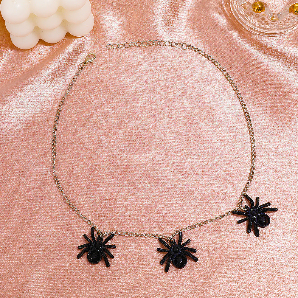 Black Spider Pendant Design Exaggerated Punk Necklaces