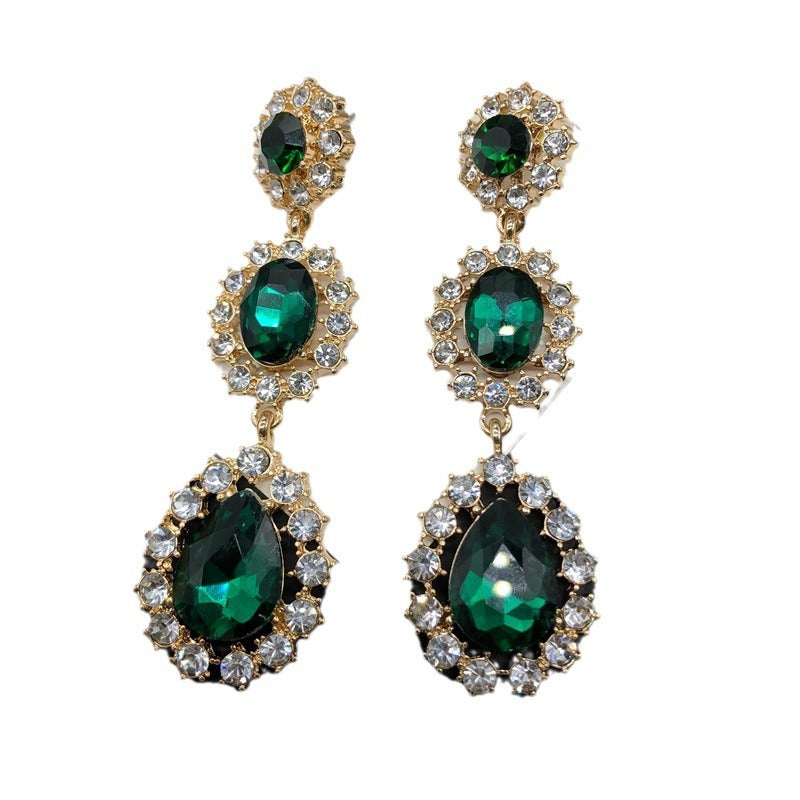 Luxury Temperament Inlaid Jewel Diamond Sweep Earrings