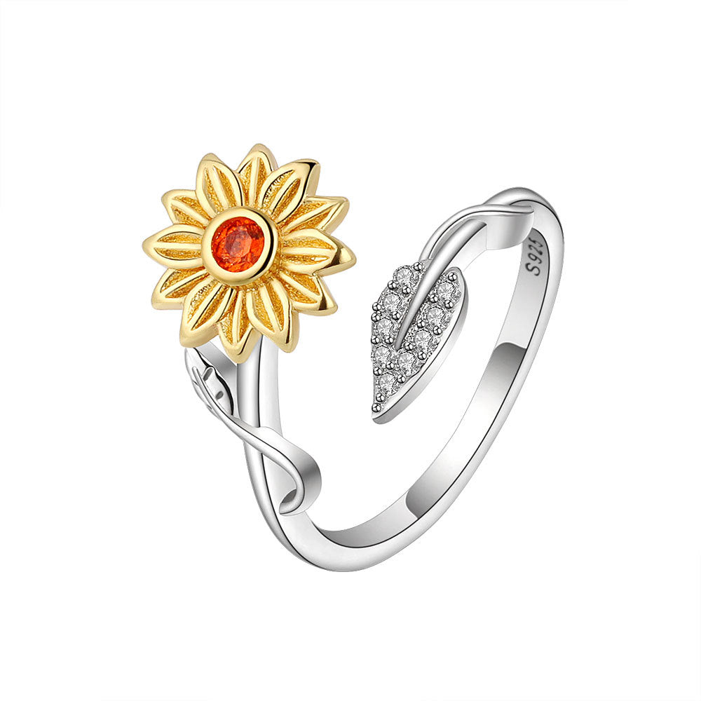 Women's Sunflower Spinning Sweet Funny And Simple Rings