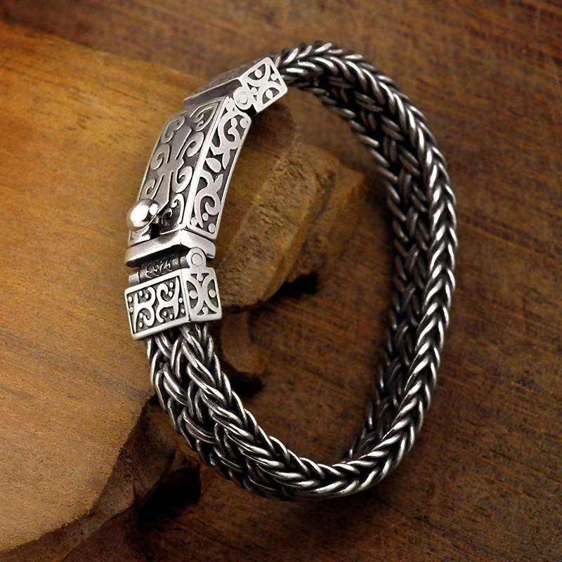 Men's Vintage Thai Hand-woven Wide Thick Trendy Domineering Bracelets