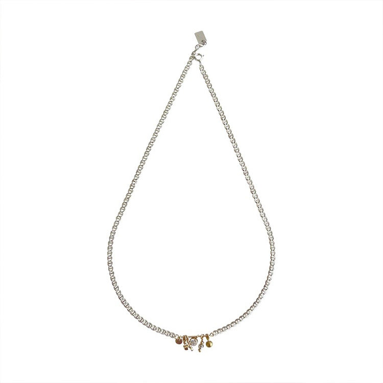 Sier Contrast Color Zircon Tassel Female Necklaces