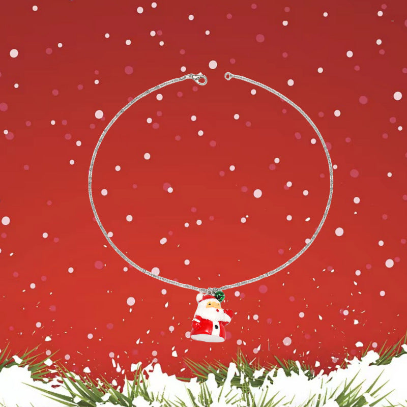 Colliers de dessin animé de noël, doux et mignon, père noël enfantin