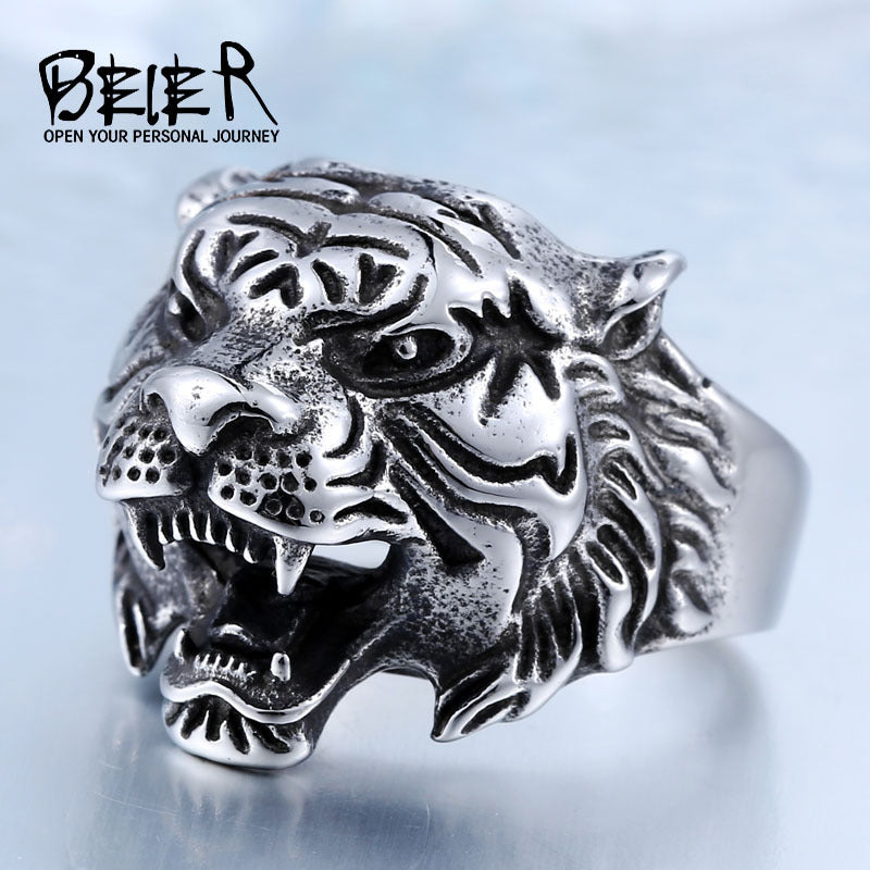 Men's Stainless Steel Vintage Personality Tiger Head Rings