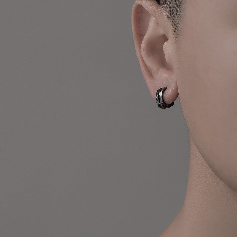 Men's Geometric Sier Handsome Trendy Ear Clips Earrings