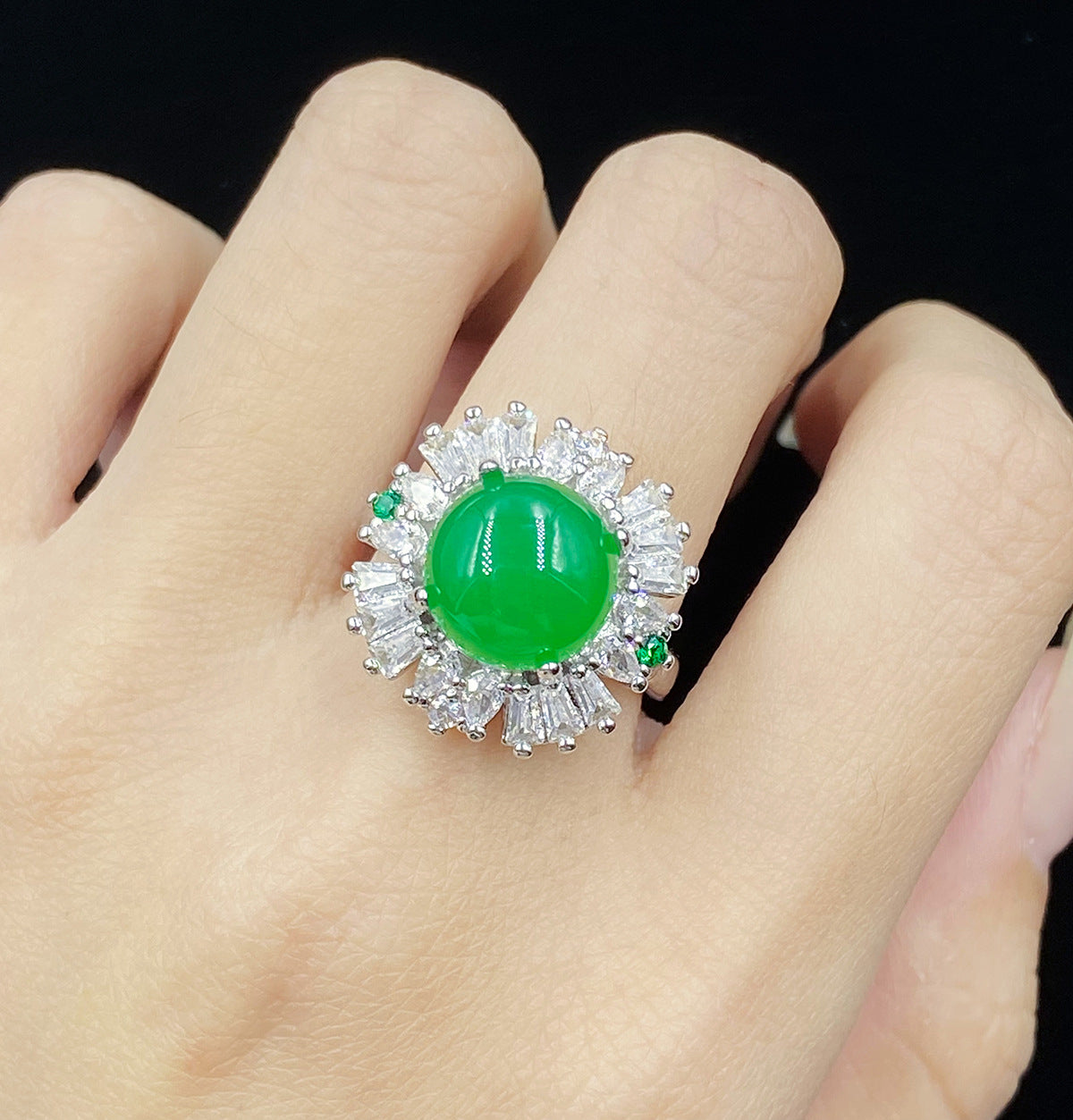 Live Simulation Natural Agate Chalcedony Open Rings