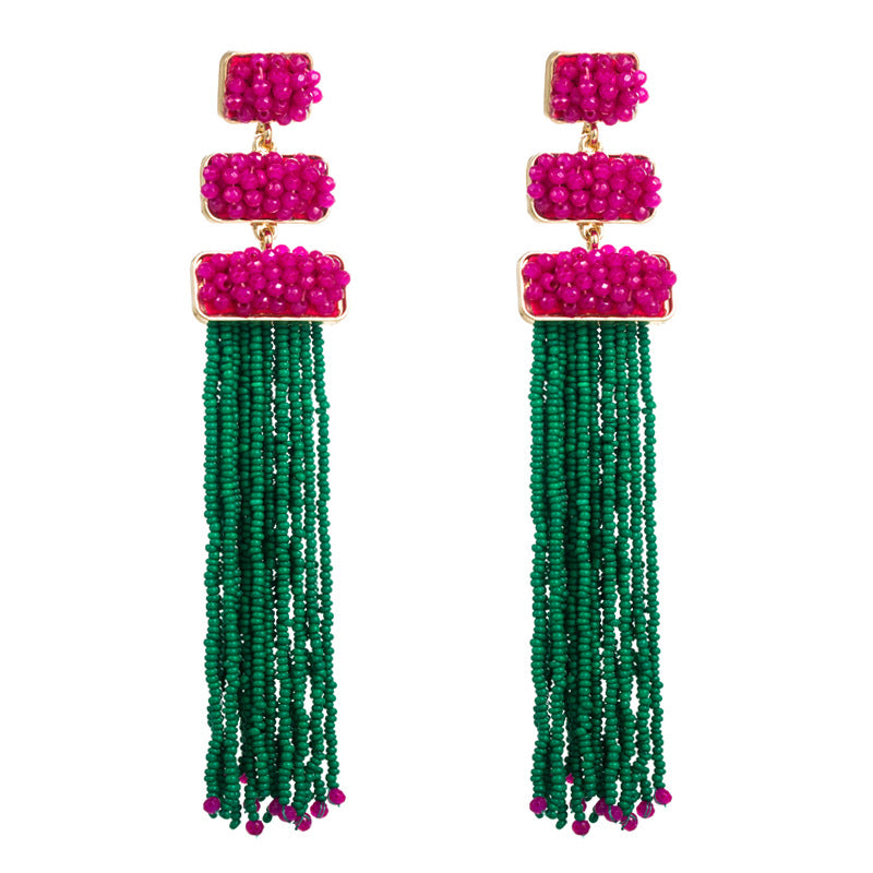 Boucles d'oreilles longues en perles de Style bohème, tendance et exagérée pour femmes