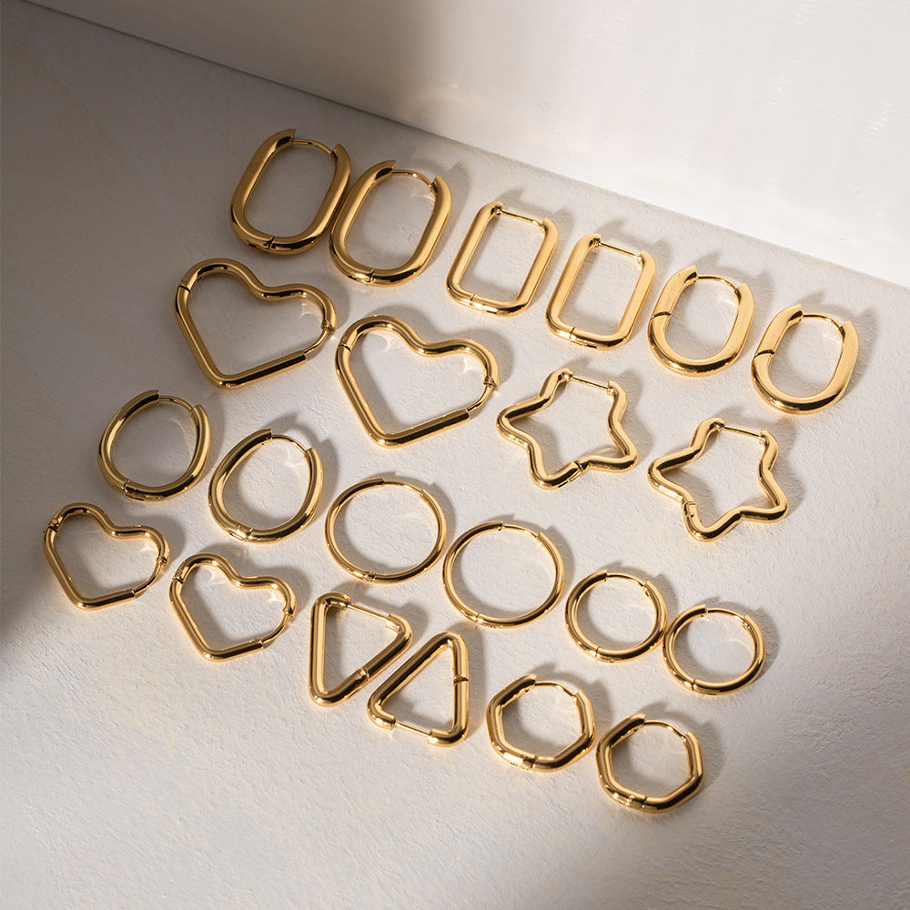 Women's Style Elegant Titanium Steel Stainless Gold Earrings