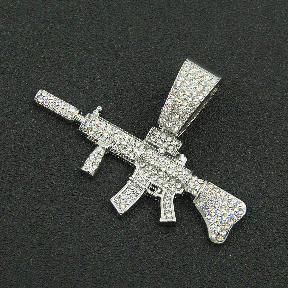 Pendentif pistolet tridimensionnel pour hommes, colliers dominateurs cubains Cool