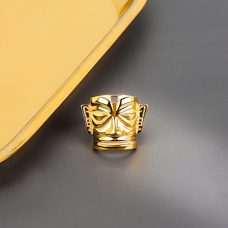 Women's & Men's Mask And Retro Cultural Creative Ethnic Style Power Personalized Rings