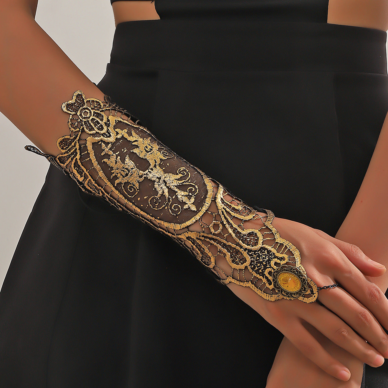 Women's Accessories Black Retro Lace Arm Chain Dress Bracelets