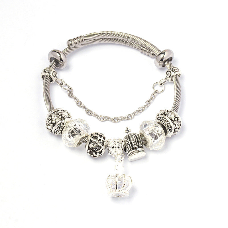Women's Colorful Crystal Crown Beaded Handmade Glass Bracelets