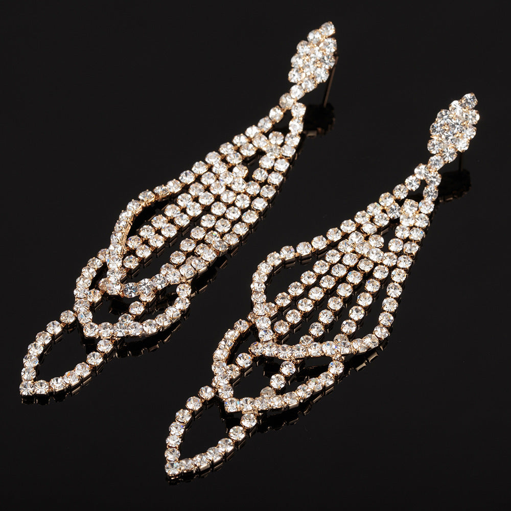 Women's Punk Claw Chain Diamond Tassel Temperamental Shiny Stud Earrings