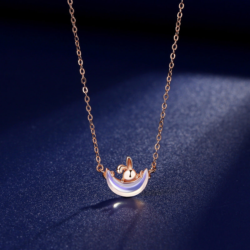 Moon Adorable Rabbit Female Ornament Design Necklaces