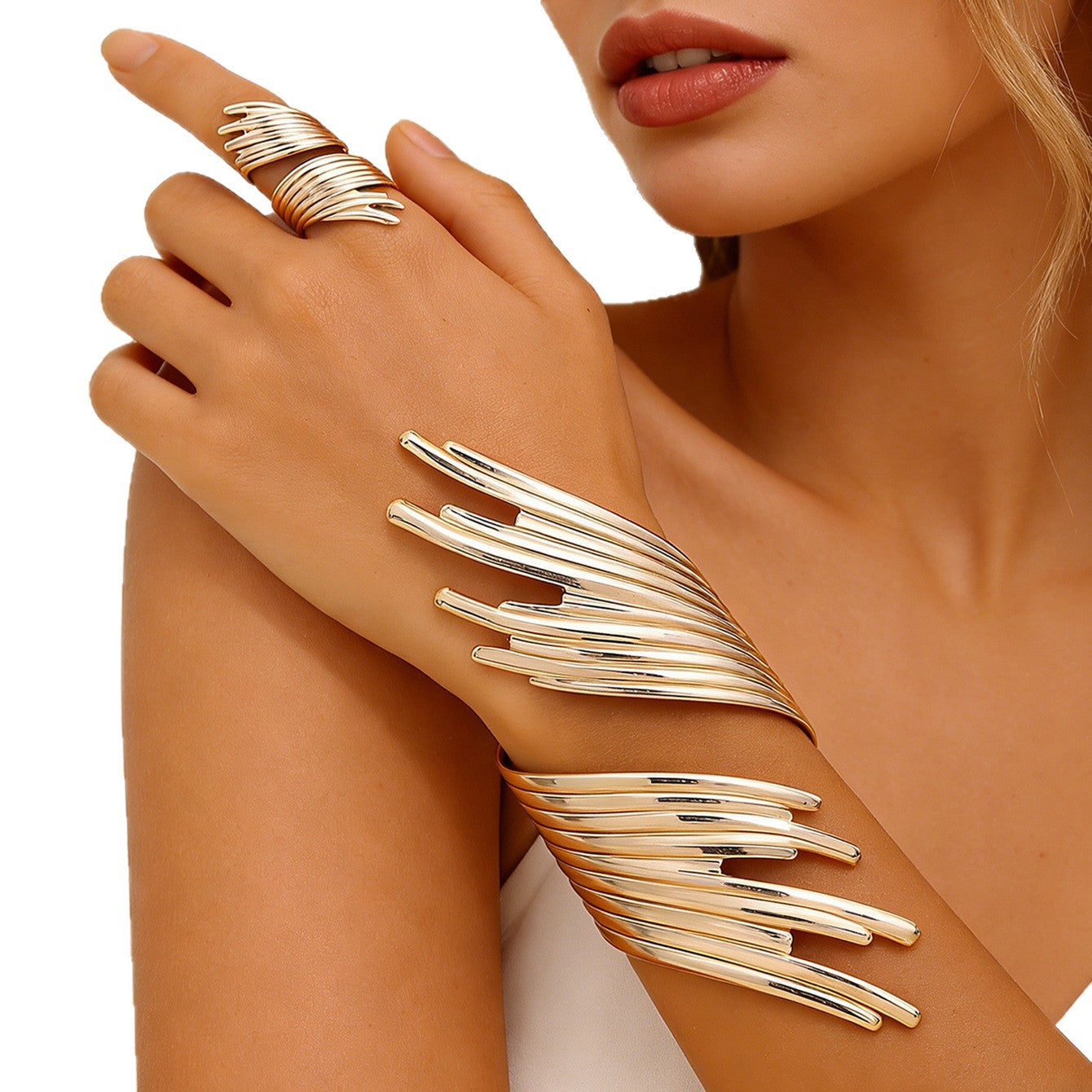 Women's Exaggerated Personalized Styling Open-ended Retro Punk Rings