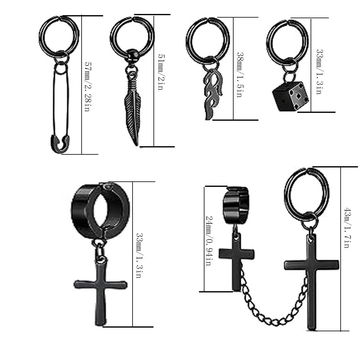 Pattern Sword Tassel Clipped Button Cross Magnet Clips Ear Clip