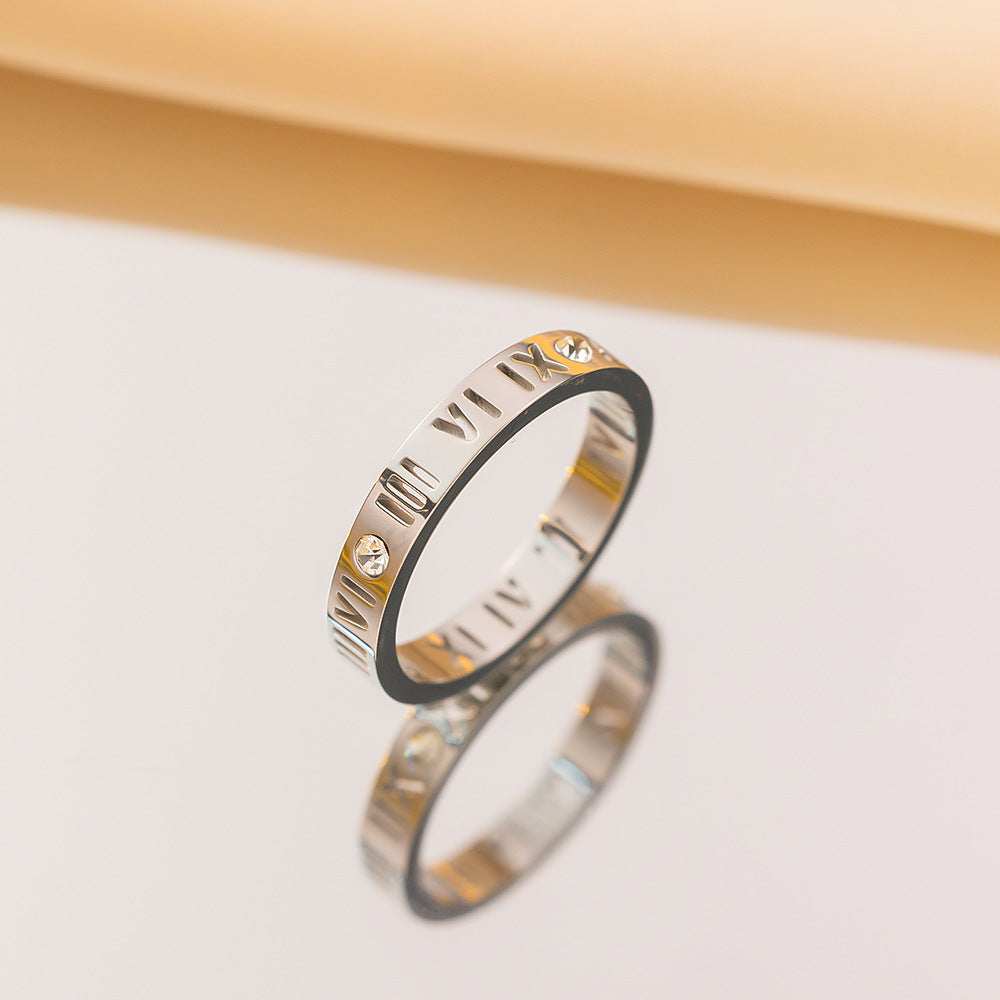 First Light Luxury Temperament Female Roman Digital Niche Design Titanium Bracelet