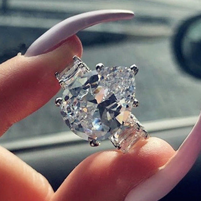 Women's Fashion Zircon Water Drops Shape Luxury Rings