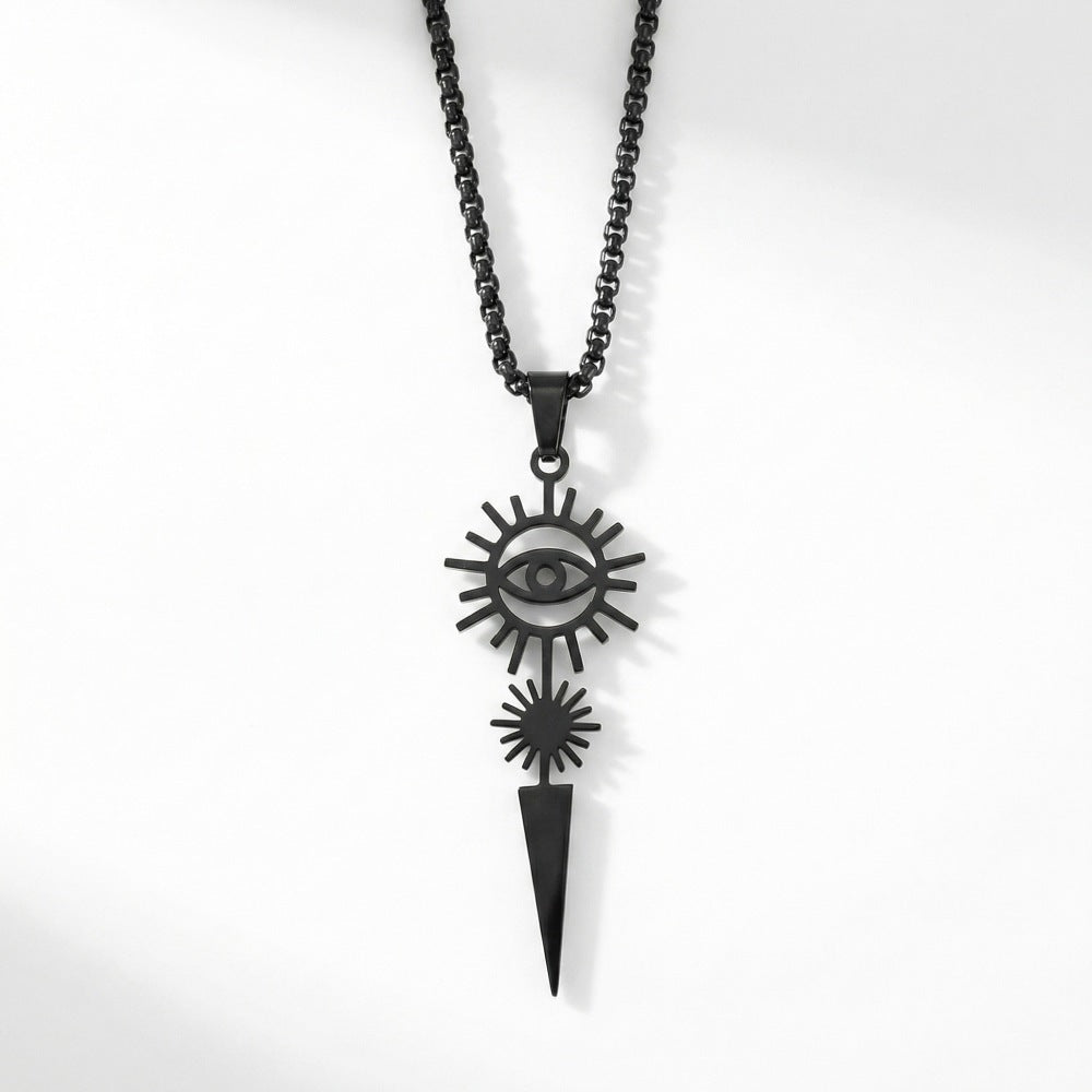 Vintage All-seeing Eye Sun Pointed Cone Punk Horus Stainless Earrings