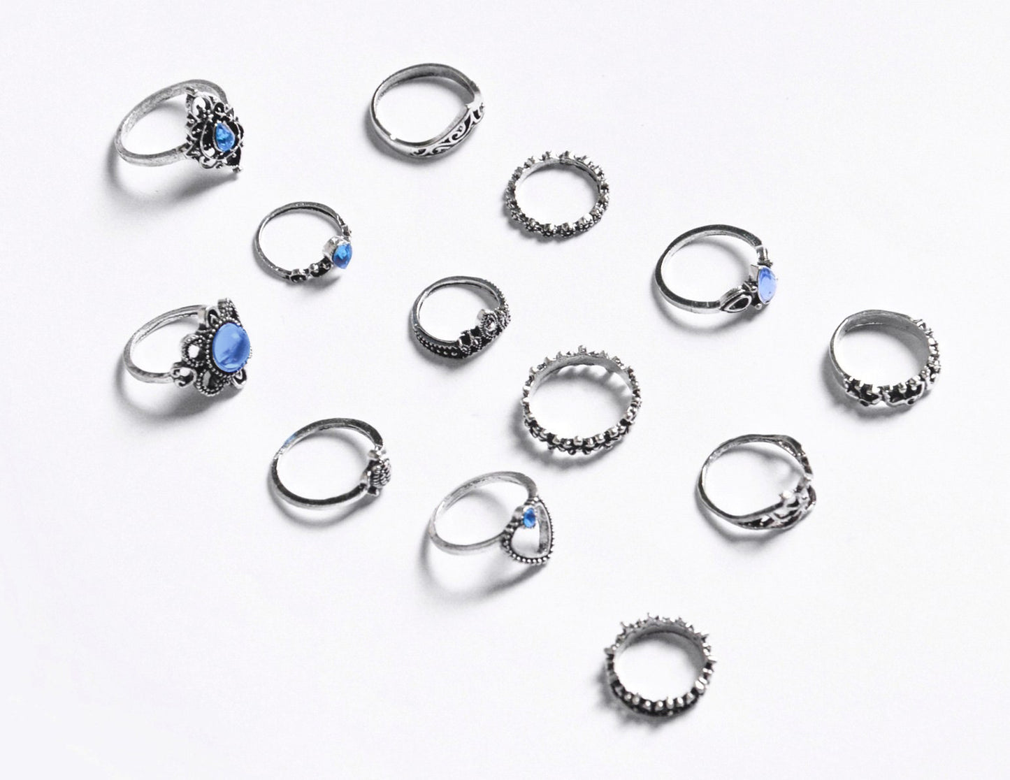 Ornament Retro Diamonds Carved Crown Gemstone Rings