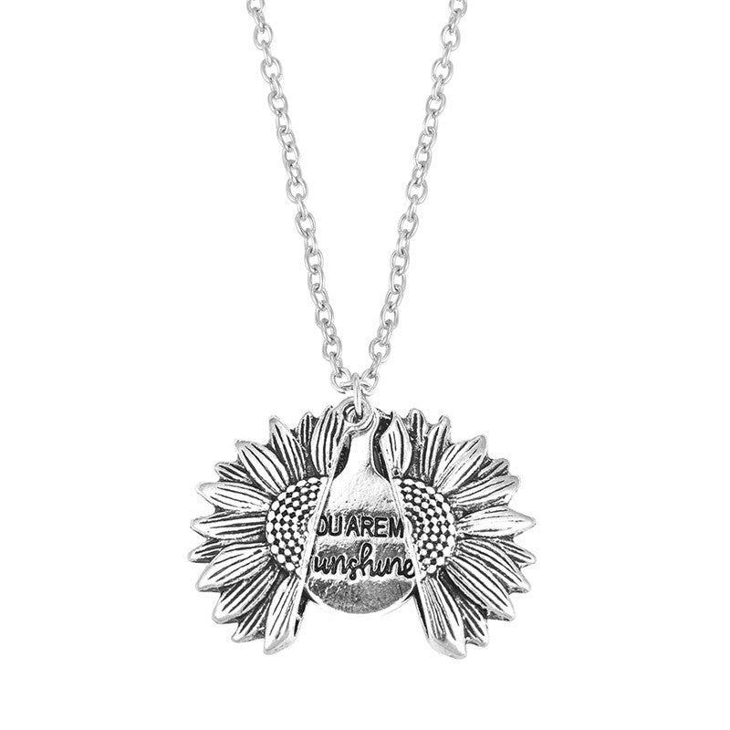 Double Layer Inscription Alloy Flower Short Necklaces