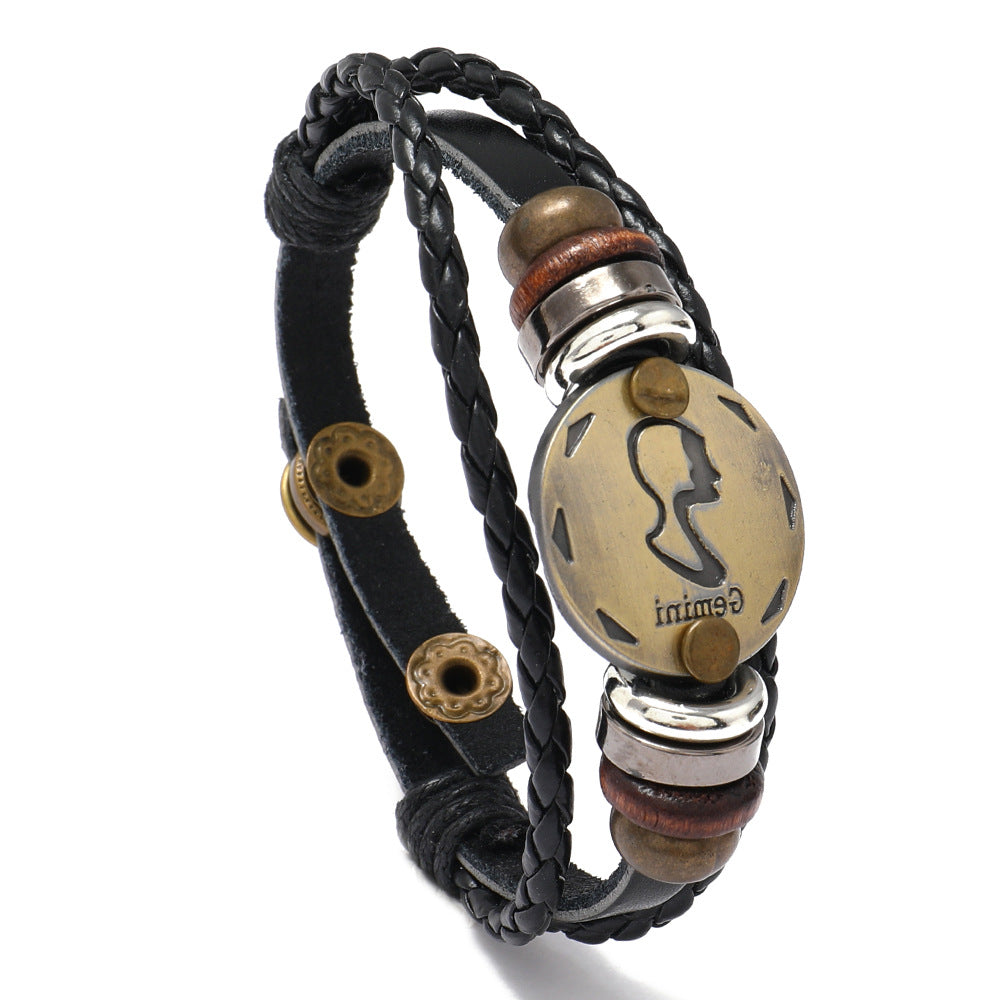 Constellation Cattle Leather Birthday Gift Adjustable Size Bracelets