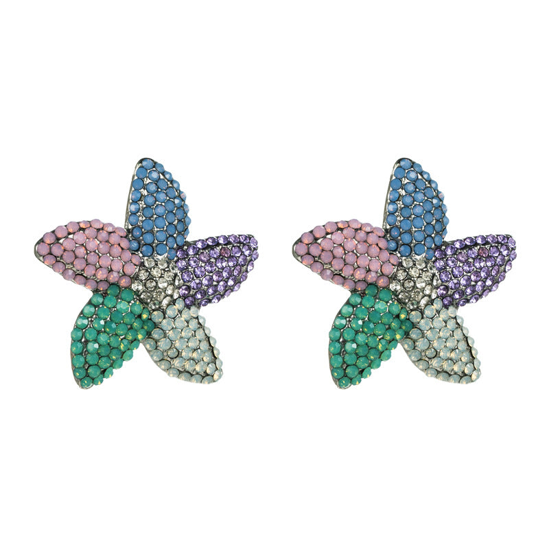 Women's Trend Creative Starfish Alloy Plating With Colored Rings