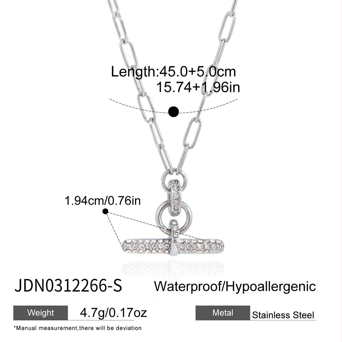 Women's Classic Wind White Rhinestone Stainless Steel Necklace