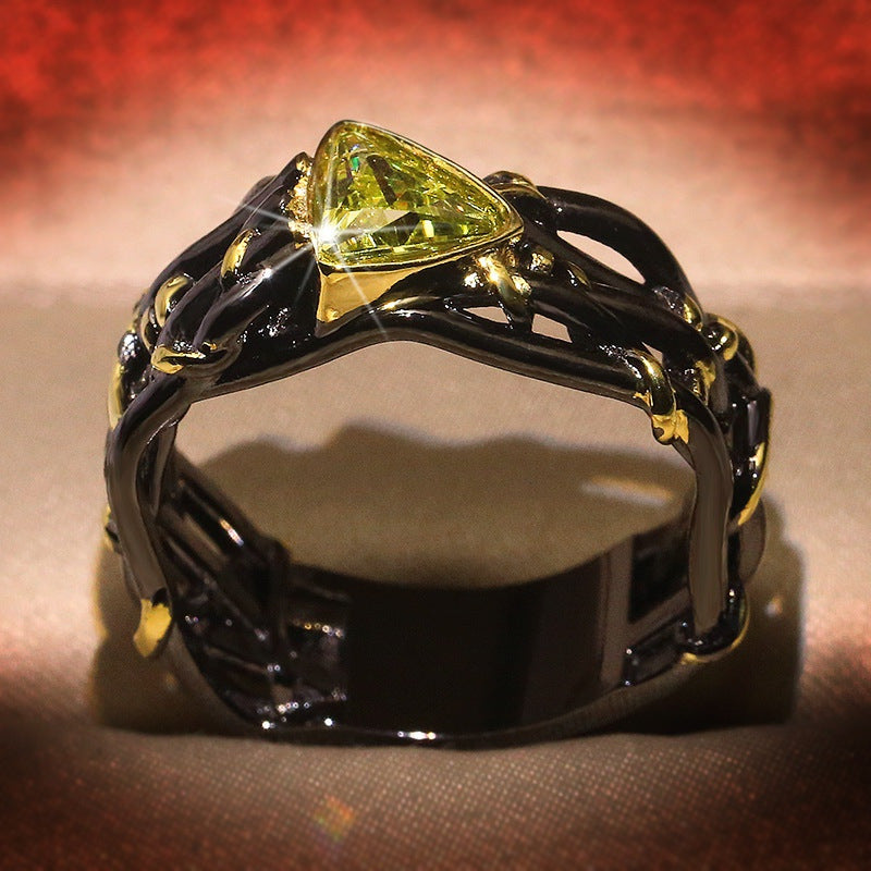 Fashion Personality Two-color Ornament Inlaid Topaz Rings
