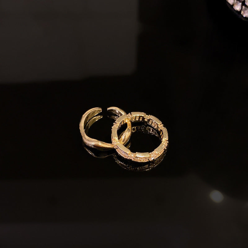Women's Two-piece Set Light Luxury Minority Open Rings