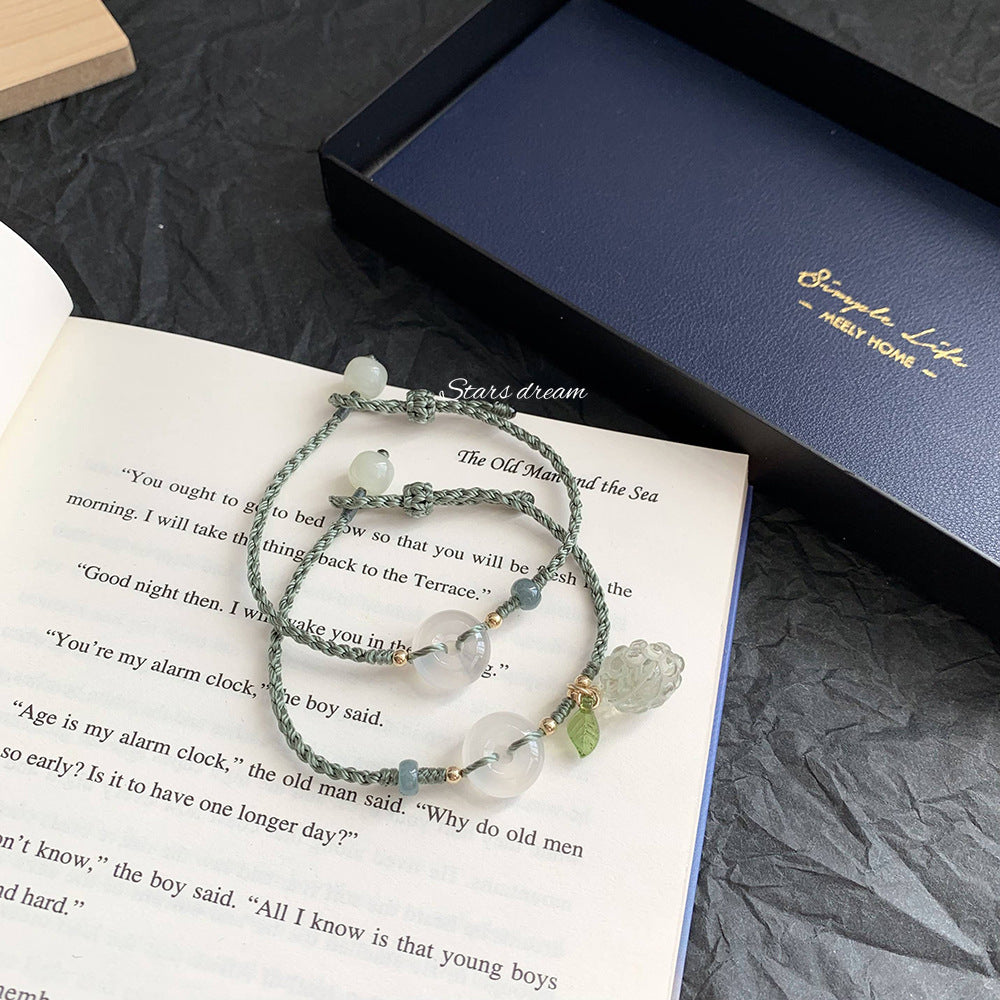 Natürliche weiße Chalcedon-Jade-Handgelenkkette für Damen mit Kristallarmbändern