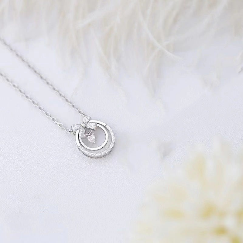 Women's & Men's & One Pair Light Luxury High-grade Bow Pendant Necklaces