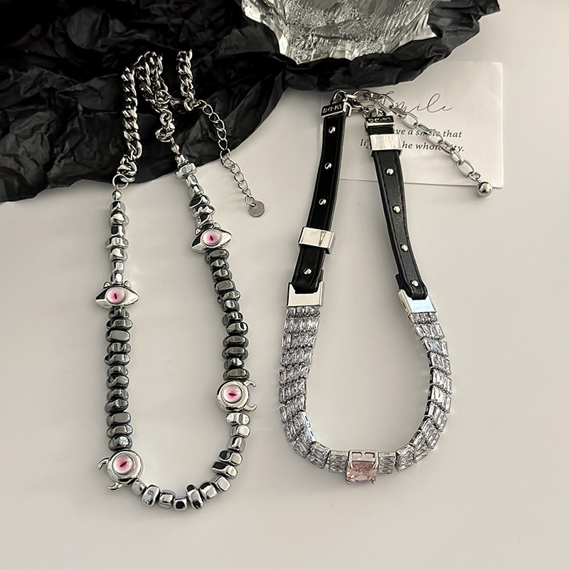 Sier Shiny Gem Fashion Female Clavicle Necklaces