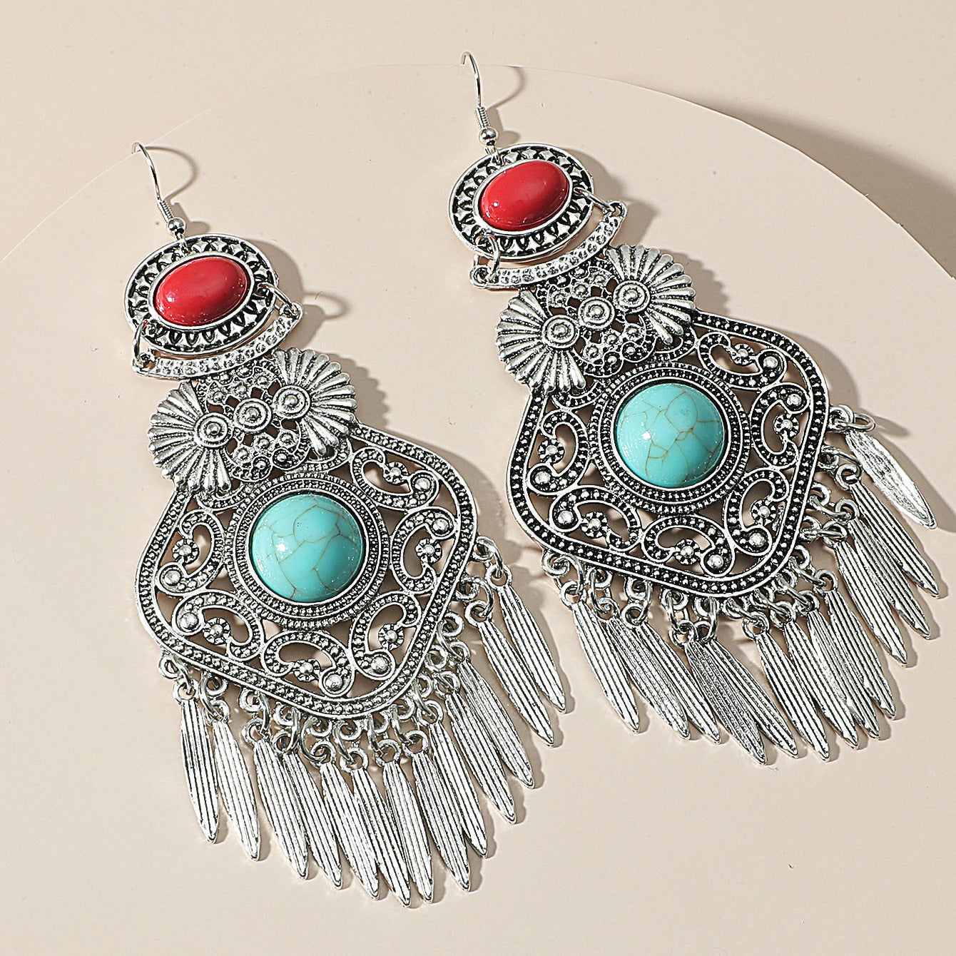 Women's Turquoise Ethnic Style Alloy Handmade Tibetan Earrings