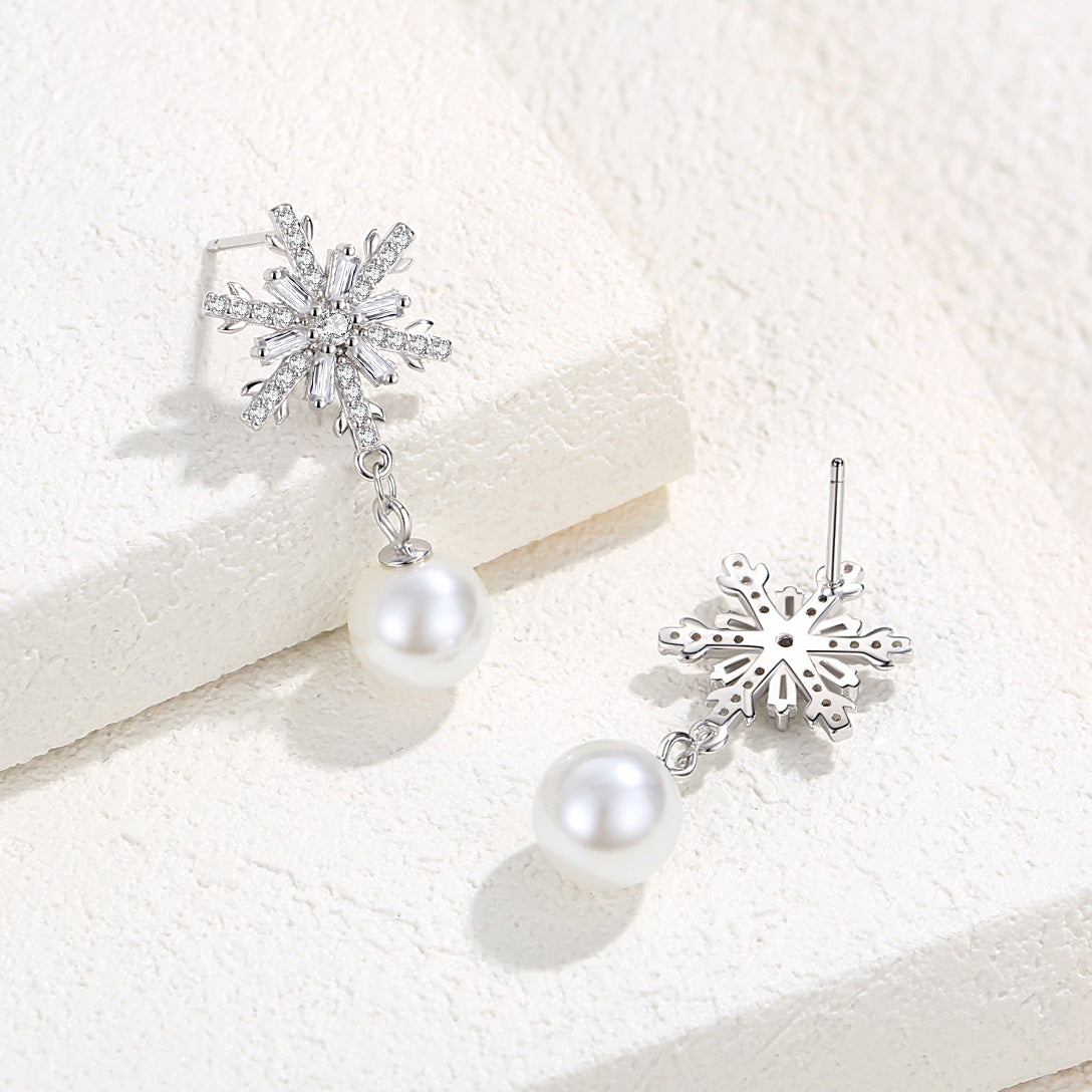 Women's Snowflake Ear Affordable Luxury Fashion Style Full Rhinestone Earrings