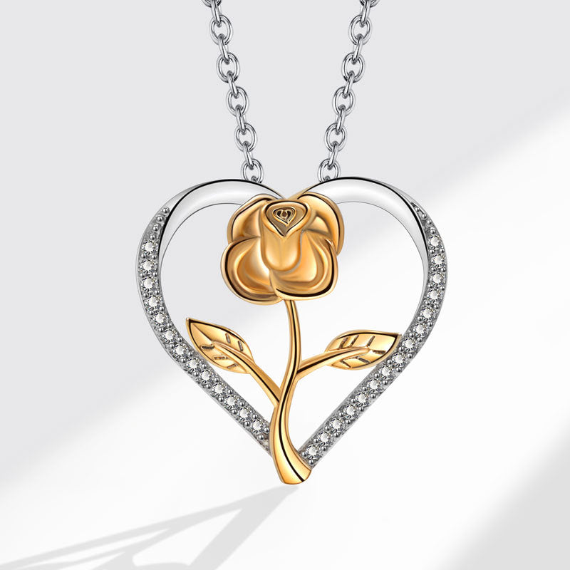 Women's Three-dimensional Rose Color Separation Electroplating Pendant Necklaces