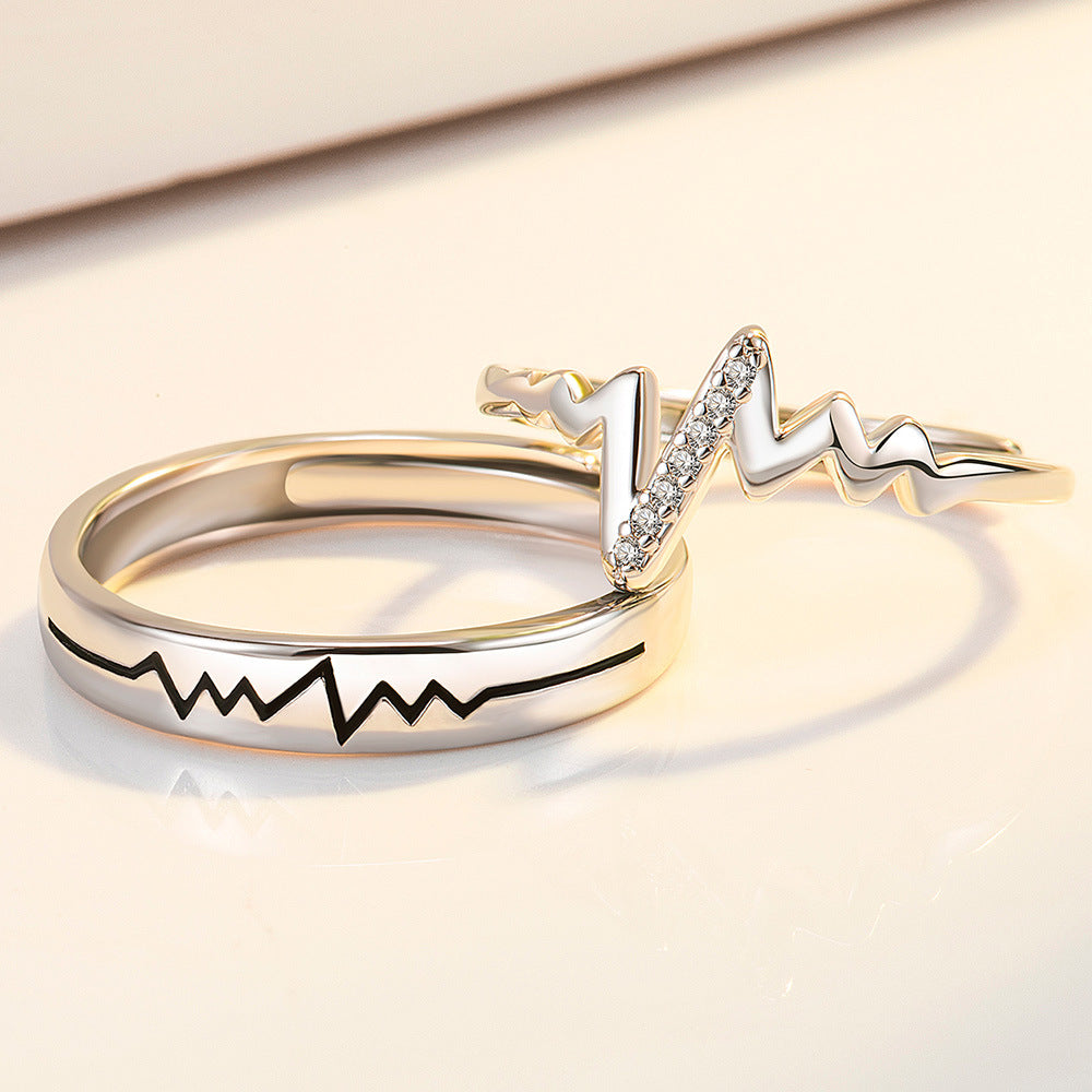 Broadcast Personality Simple Female Zircon Couple Rings
