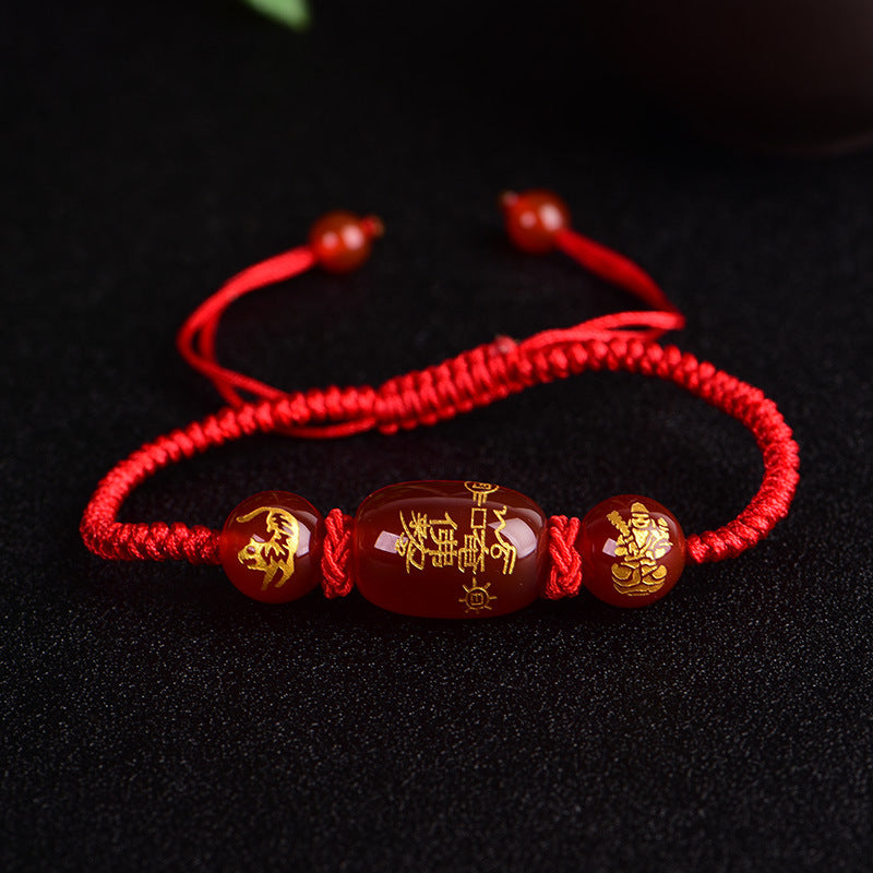Zodiac Thai Red Agate Rope Tiger Bracelets