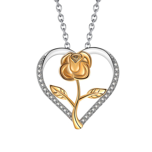 Women's Three-dimensional Rose Color Separation Electroplating Pendant Necklaces