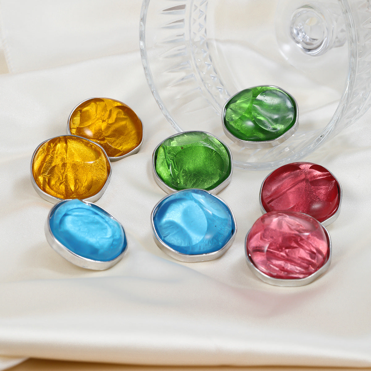 Summer Color Alloy Female Fashion Irregular Round Earrings