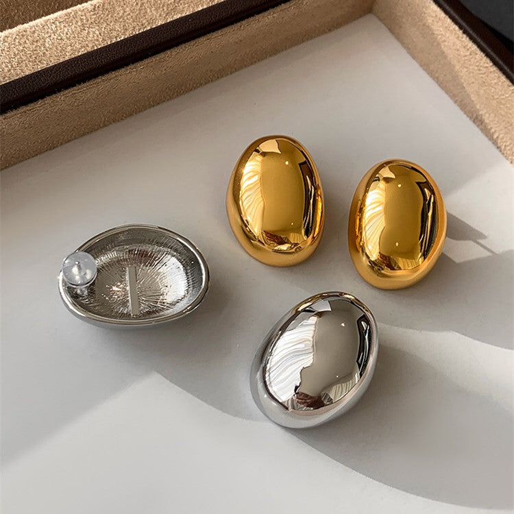 Metallische Entenei-glasierte Oberfläche, modische, einfache Ohrringe