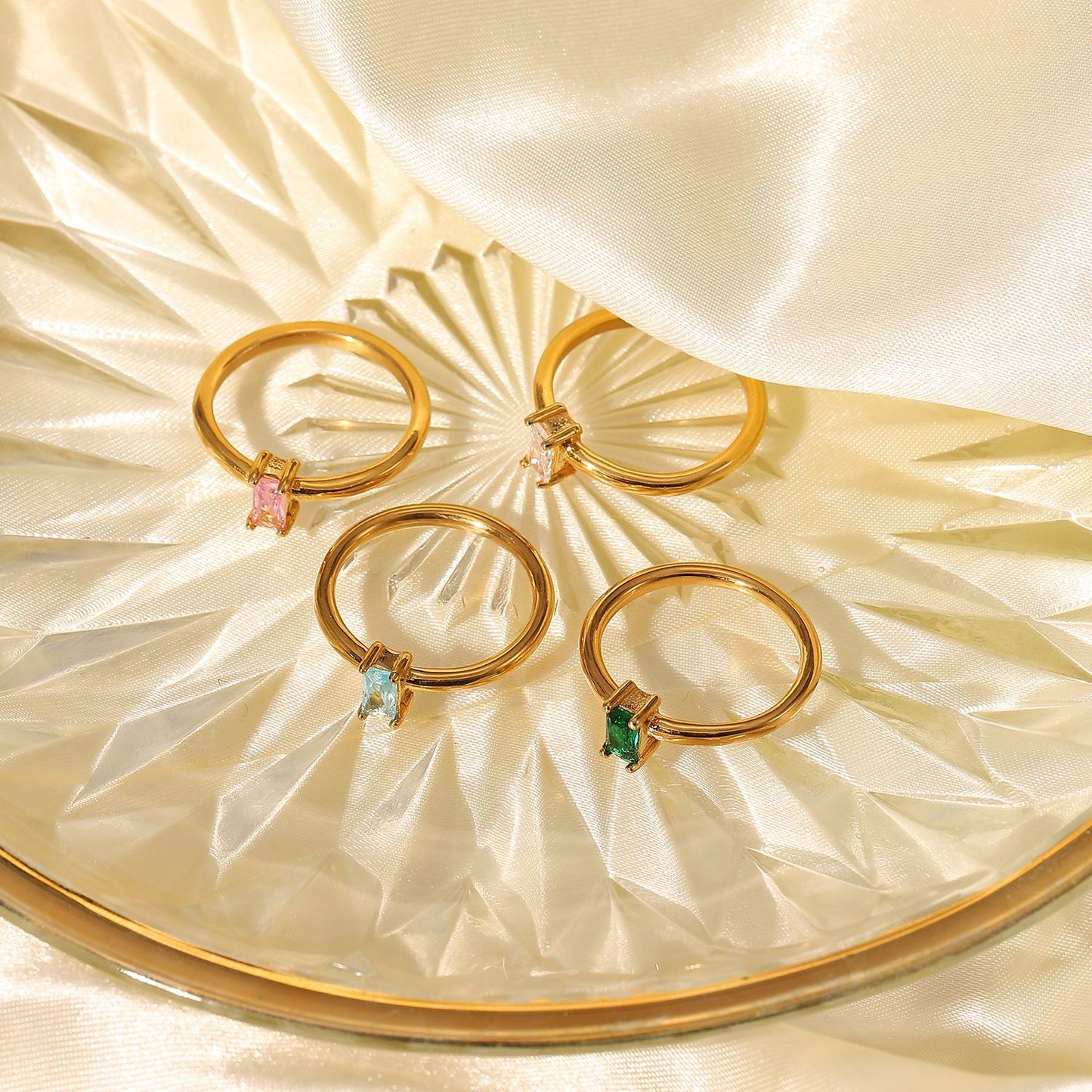 Women's Fashion Gold White Wedding Jewelry Party Rings