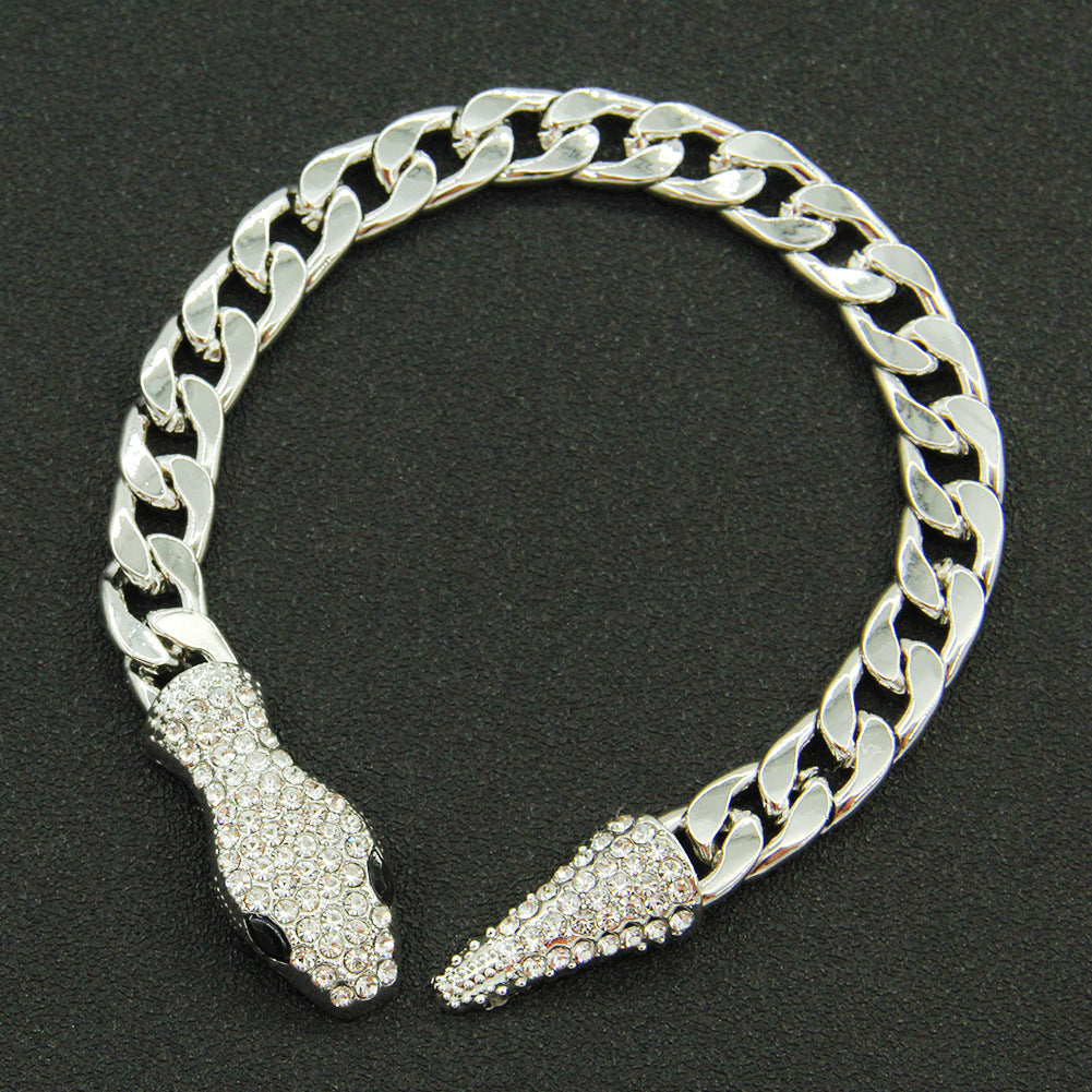 Colliers magnétiques courts à tête de serpent entièrement diamantés