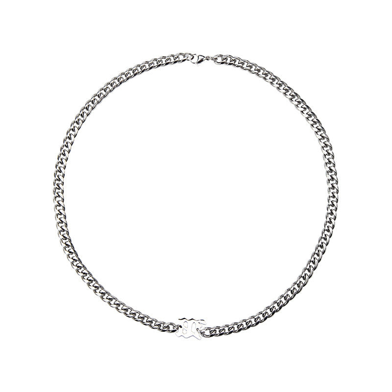 Cool Design Letter Titanium Steel Clavicle Chain Cuban Necklaces