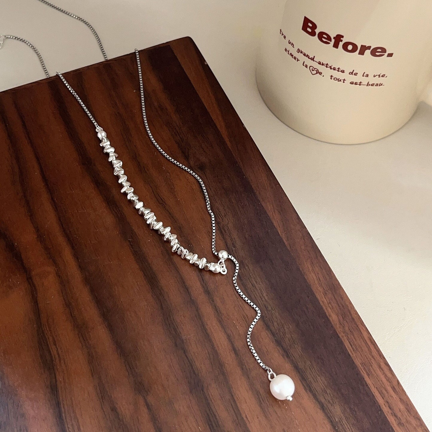 Sterling Pearl Small Pieces Of Design Clavicle Chain Necklaces