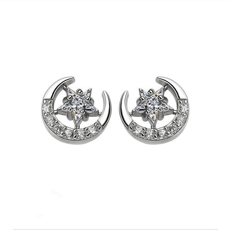 Female Fresh Diamond Moon Inlaid Zircon Rings